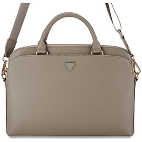 TORBA NA LAPTOPA DO 15" GUESS GRAINED ZIPPER POCKET TRIANGLE LOGO BRĄZOWA