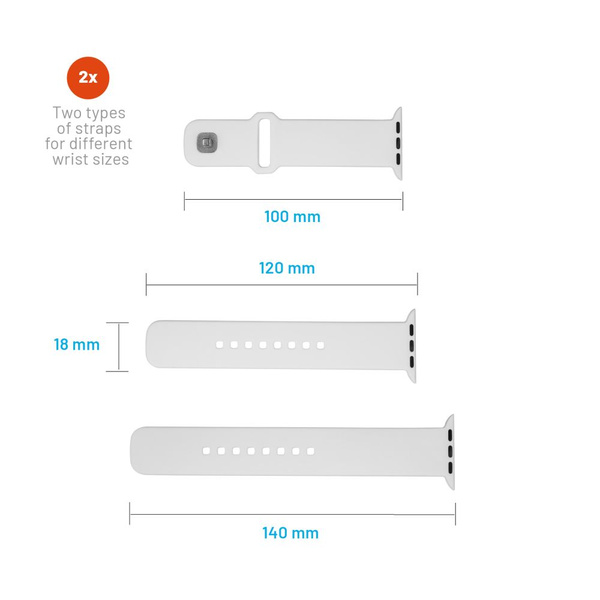 PASKI DO APPLE WATCH 42/44/45MM ZESTAW SILIKONOWE FIXED SPORTOWE BIAŁE