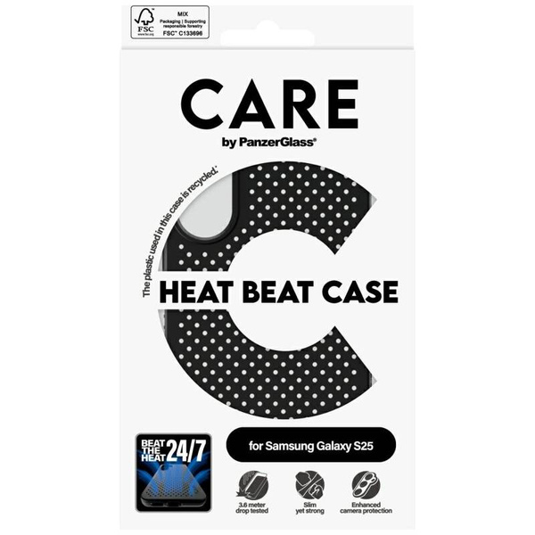 ETUI DO SAMSUNG S25 CARE BY PANZERGLASS FEATURE HEAT BEAT CZARNE