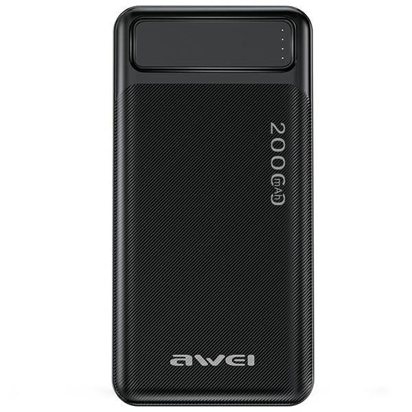 POWERBANK AWEI 20000mAh 2xUSB/PD/Micro-USB BLACK