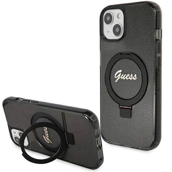 ETUI GUESS SCRIPT GLITTER MAGSAFE DO IPHONE 14 / 15  BLACK