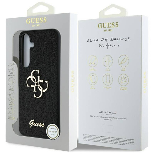 ETUI DO SAMSUNG S25 GUESS FIXED GLITTER BIG 4G METAL LOGO CZARNE