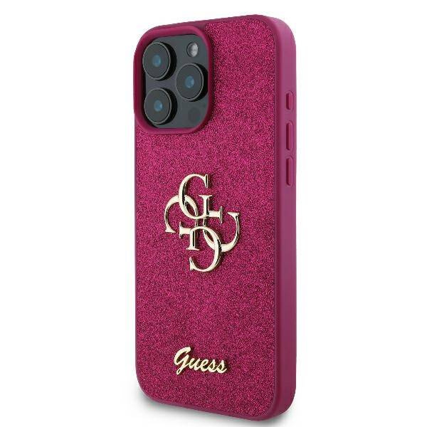 ETUI DO IPHONE 16 PRO MAX 6.9" GUESS FIXED GLITTER BIG 4G  FIOLETOWE