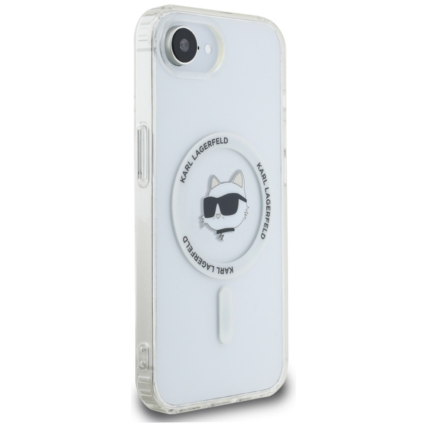 ETUI DO IPHONE 16E KARL LAGERFELD IML METAL CHOUPETTE HEAD MAGSAFE BIAŁE