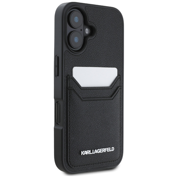 ETUI DO IPHONE 16 KARL LAGERFELD HC GRAINED PU CARDSLOT METAL ELONG CZARNE