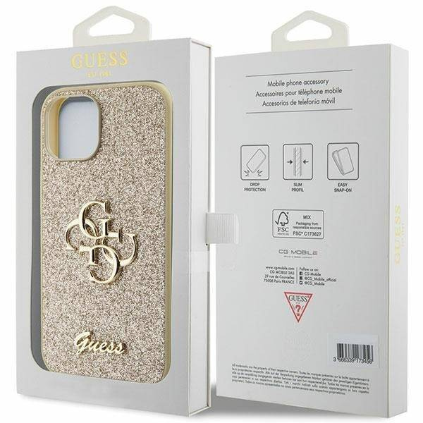 GUESS ETUI GLITTER SCRIPT BIG 4G do iPhone 15 / 14 / 13