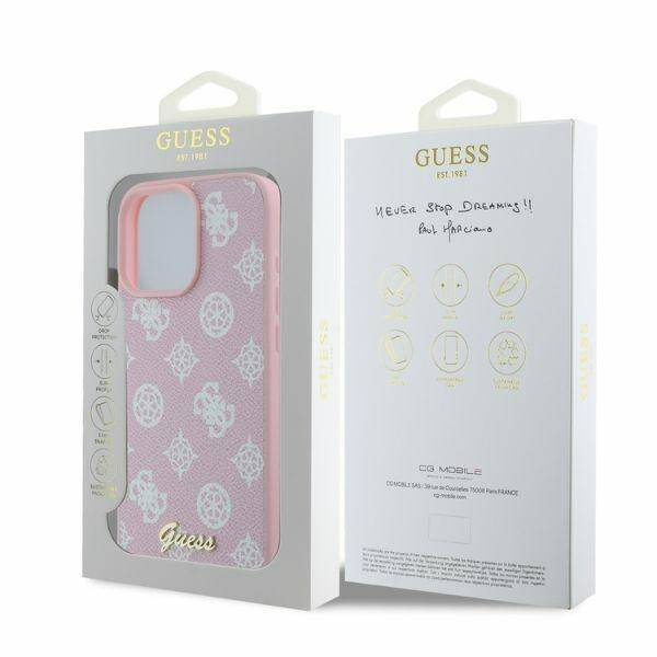 ETUI DO IPHONE 16 PRO MAX GUESS PEONY SCRIPT MAGSAFE RÓŻOWE