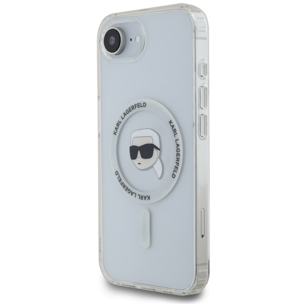 ETUI DO IPHONE 16E KARL LAGERFELD IML METAL KARL HEAD MAGSAFE BIAŁE