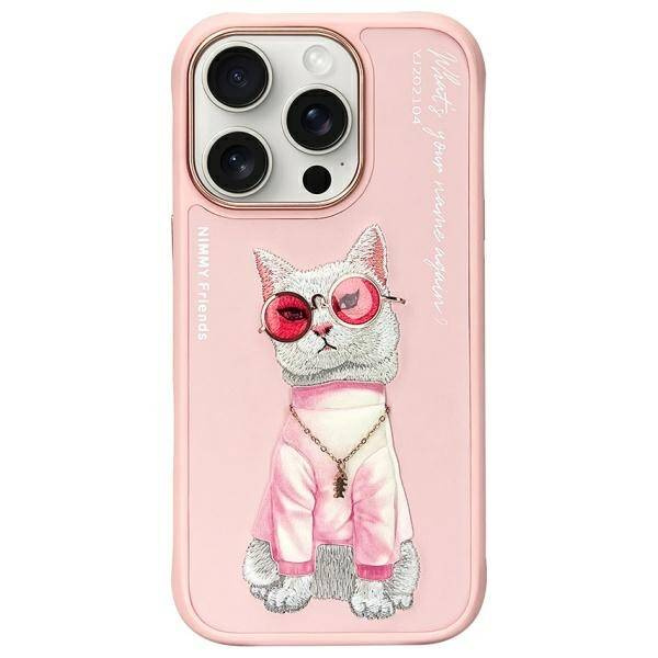 ETUI DO IPHONE 16 PRO 6.3" NIMMY GLASSES COOL CAT RÓŻOWE