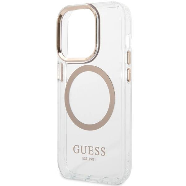 ETUI DO IPHONE 15 / 14 / 13 6.1" GUESS METAL OUTLINE MAGSAFE ZŁOTE