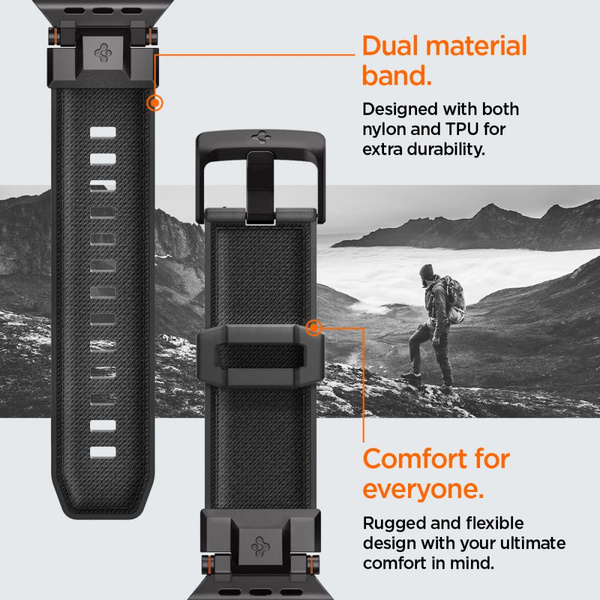 PASEK DO APPLE WATCH 44 / 45 / 46 / 49 MM SPIGEN DURAPRO ARMOR CZARNY
