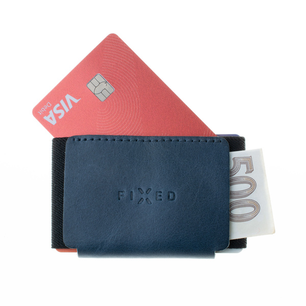 PORTFEL SKÓRZANY ZE SKÓRY BYDLĘCEJ FIXED TINY WALLET NIEBIESKI
