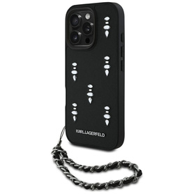 ETUI DO IPHONE 16 PRO KARL LAGERFELD SAFFIANO CRYSTALS W/CHAIN CZARNE