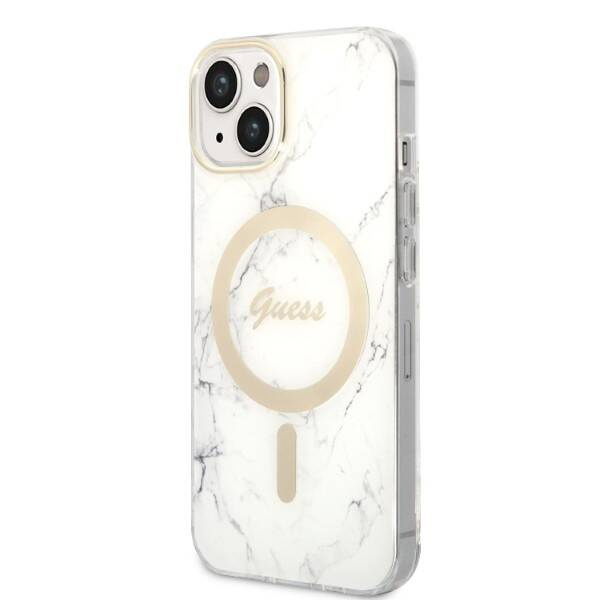 Guess Marble Case+Charger | Etui do iPhone 14 Plus - WHITE