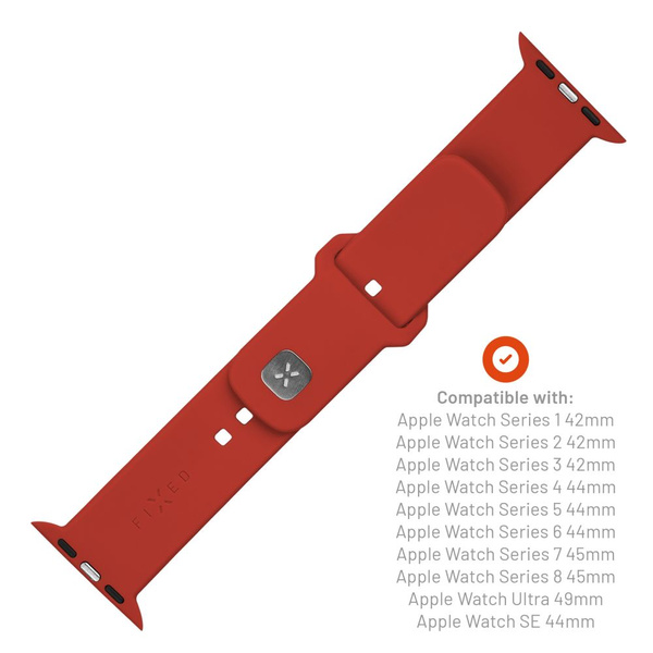 PASKI DO APPLE WATCH 42/44/45MM ZESTAW SILIKONOWE FIXED SPORTOWE CZERWONE