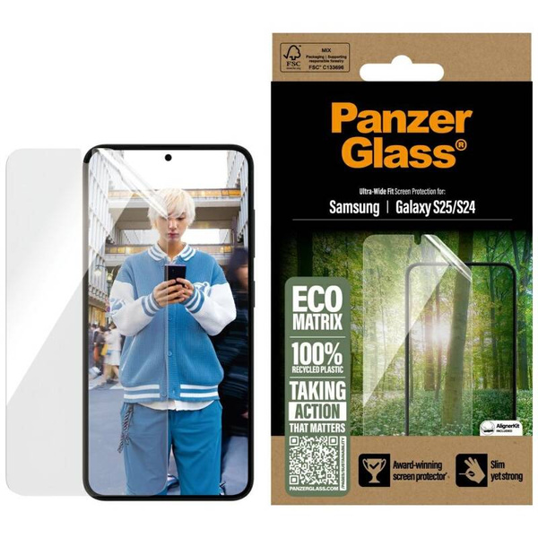 SZKŁO HARTOWANE DO SAMSUNG S25 PANZERGLASS ECO MATRIX ULTRA-WIDE FIT