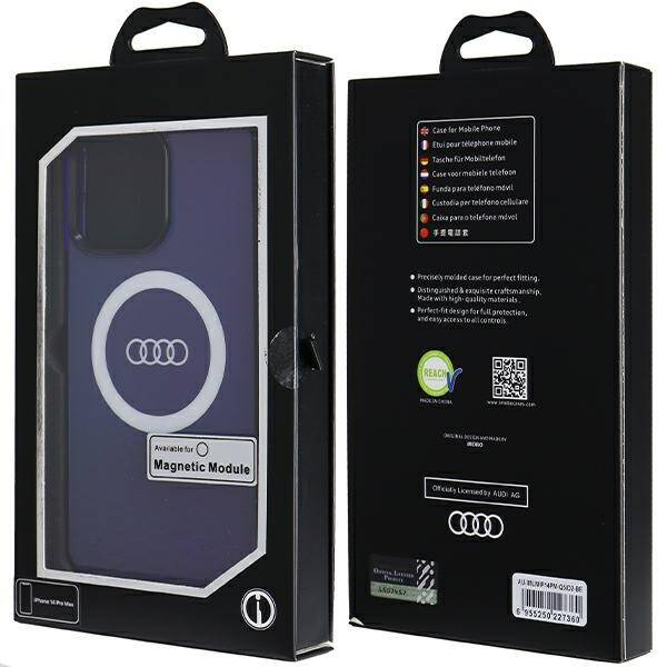 ETUI do IPHONE 14 PRO MAX 6.7" AUDI IML BIG LOGO MAGSAFE NIEBIESKIE