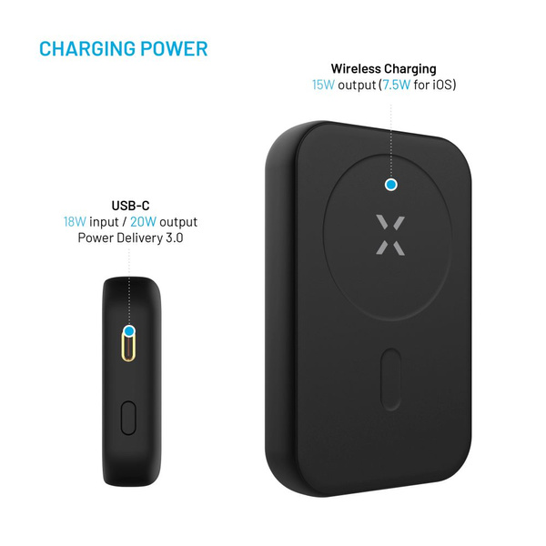 POWERBANK 10000 MAH FIXED MAGZEN ŁADOWANIE BEZPRZEWODOWE MAGSAFE CZARNY