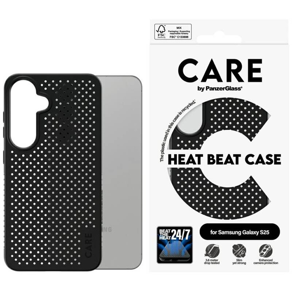 ETUI DO SAMSUNG S25 CARE BY PANZERGLASS FEATURE HEAT BEAT CZARNE