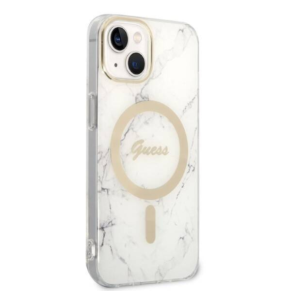 Guess Marble Case+Charger | Etui do iPhone 14 Plus - WHITE