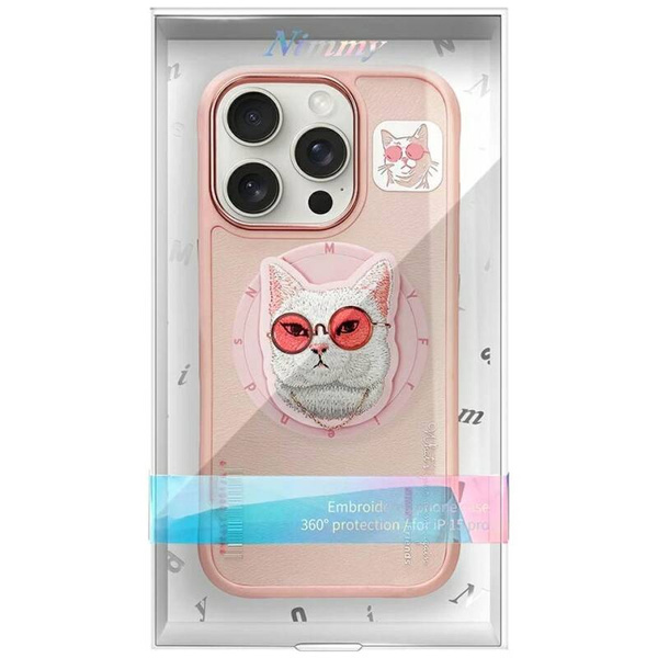 ETUI DO IPHONE 16 PRO MAX NIMMY GLASSES COOL CAT MAGSAFE RÓŻOWE