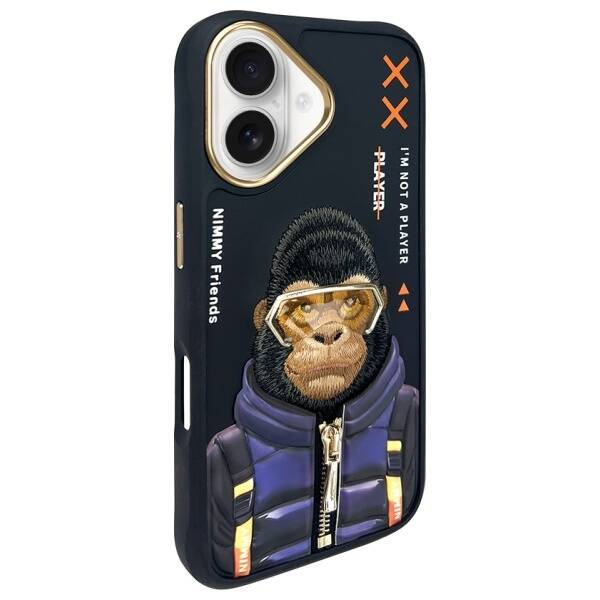 ETUI DO IPHONE 16 6.1" NIMMY COOL&CUTE 2.0 MONKEY CZARNE