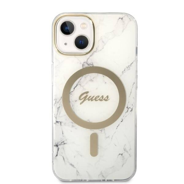 Guess Marble Case+Charger | Etui do iPhone 14 Plus - WHITE