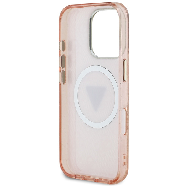 ETUI DO IPHONE 16 PRO MAX GUESS IML METAL GLITTER 4G CIRCLE TRIANGLE RÓŻOWE