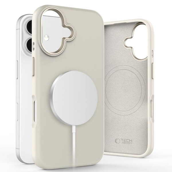 ETUI DO IPHONE 16 TECH-PROTECT SILICONE PURE MAGSAFE COSMIC LATTE
