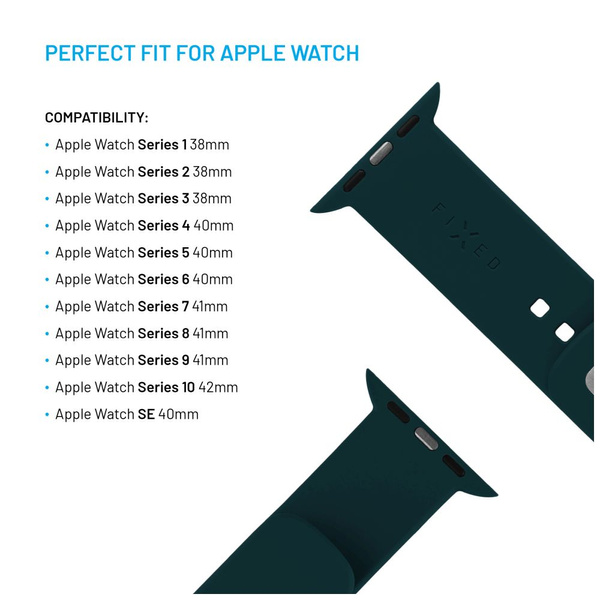 PASEK SPORTOWY DO APPLE WATCH 38/40/41MM SILIKONOWY FIXED CIEMNOZIELONY