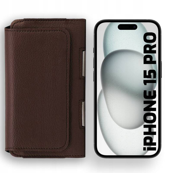KABURA SKÓRZANA LEO DO IPHONE 15 PRO BRĄZOWA