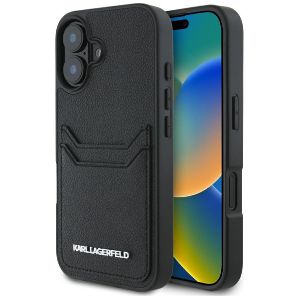 ETUI DO IPHONE 16 KARL LAGERFELD HC GRAINED PU CARDSLOT METAL ELONG CZARNE