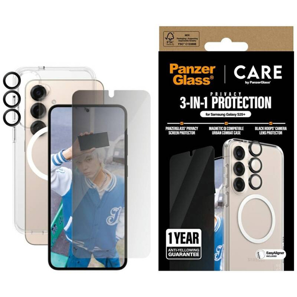 ETUI + SZKŁO PRYWATYZUJĄCE + LENS DO SAMSUNG S25 PLUS CARE BY PANZERGLASS