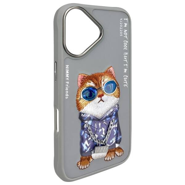 ETUI DO IPHONE 16 6.1" NIMMY GLASSES COOL CAT SZARE