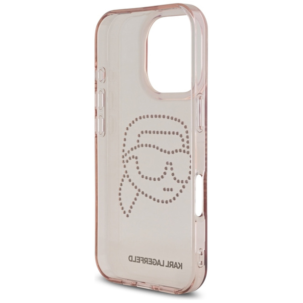 ETUI DO IPHONE 16 PRO KARL LAGERFELD IML RHINESTONES KARL HEAD RÓŻOWY