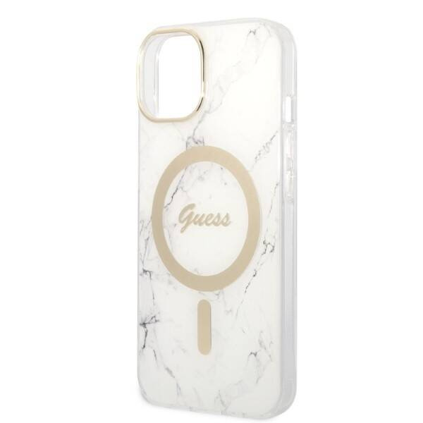 Guess Marble Case+Charger | Etui do iPhone 14 Plus - WHITE