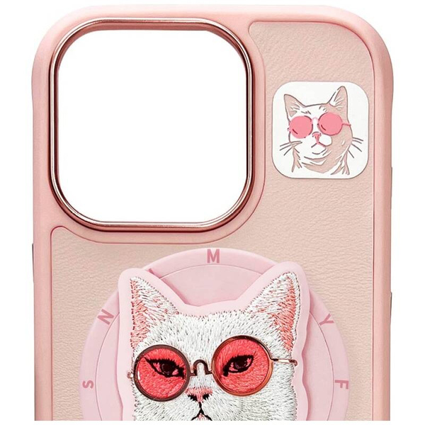 ETUI DO IPHONE 16 PRO MAX NIMMY GLASSES COOL CAT MAGSAFE RÓŻOWE