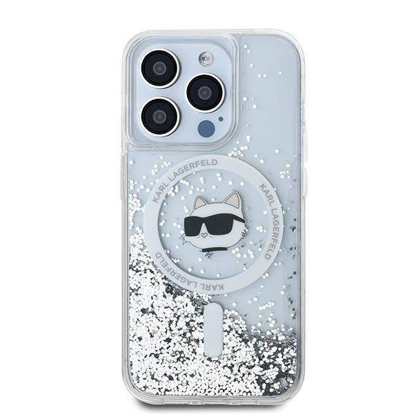ETUI DO IPHONE 14 PRO KARL LAGERFELD LIQUID GLITTER CHOUPETTE HEAD MAGSAFE