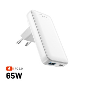 ŁADOWARKA SIECIOWA 65 W GAN FIXED SLIM TRAVELLER 1XUSB-C + 1XUSB-A BIAŁA