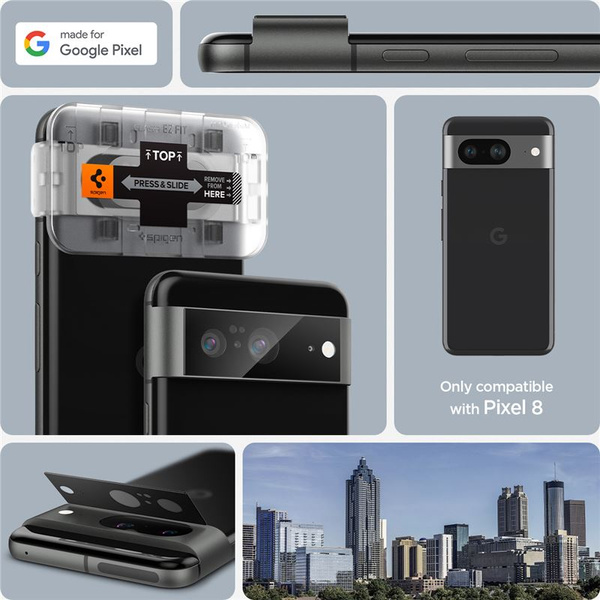 SZKŁO HARTOWANE NA APARAT DO GOOGLE PIXEL 8 SPIGEN GLASS TR EZ FIT 2 SZT.