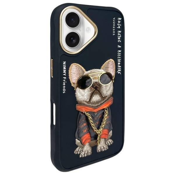 ETUI DO IPHONE 16 6.1" NIMMY GLASSES COOL DOG CZARNE