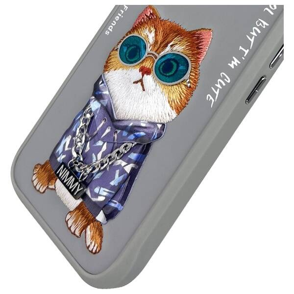 ETUI DO IPHONE 16 6.1" NIMMY GLASSES COOL CAT SZARE