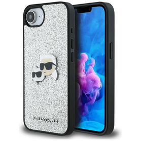 ETUI DO IPHONE 16E KARL LAGERFELD FIXED GLITTER IKONIK METAL PIN SREBRNE