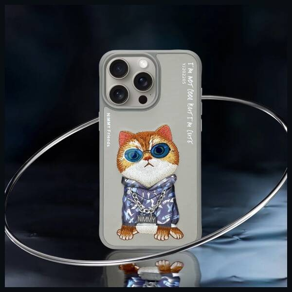 ETUI DO IPHONE 15 PRO MAX 6.7" NIMMY GLASSES COOL CAT SZARE