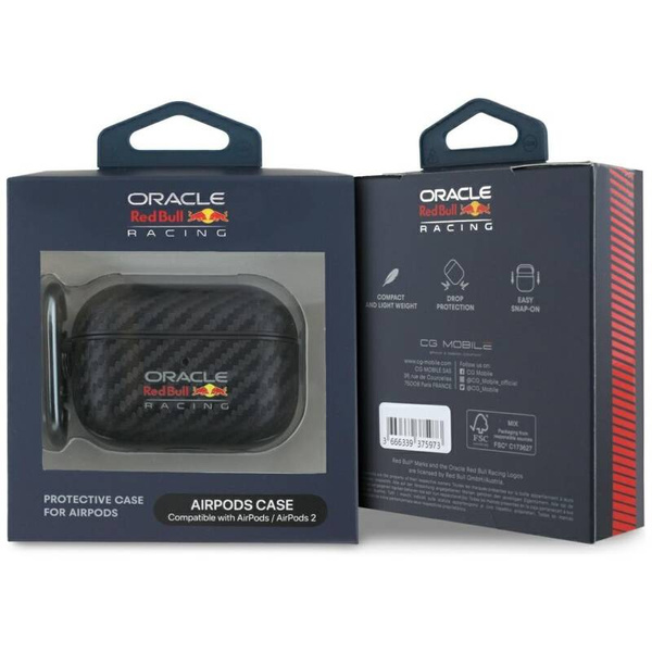 ETUI DO AIRPODS PRO 2 RED BULL PU CARBON LOGO CZARNE