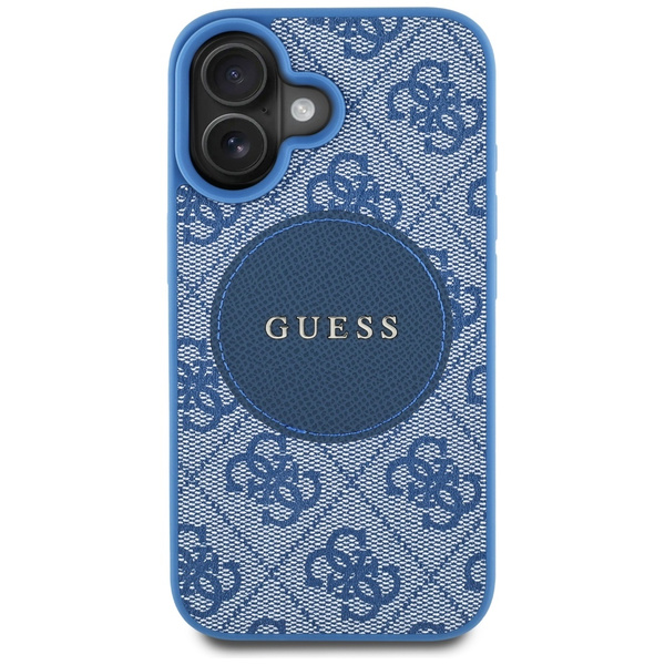 ETUI DO IPHONE 16 GUESS 4G CIRCLE CLASSIC LOGO MAGSAFE NIEBIESKIE CASE