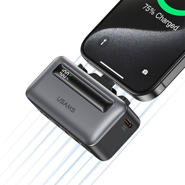 POWERBANK 4500MAH USAMS USB-C LIGHTNING 20W PD FAST CHARGE SZARY