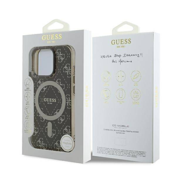 ETUI DO IPHONE 16 PRO MAX 6.9" GUESS IML 4G BACKGROUND MAGSAFE BRĄZOWE