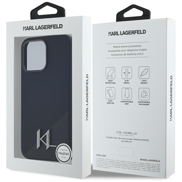 ETUI DO IPHONE 15 PRO KARL LAGERFELD SHADOW METAL INITIAL MAGSAFE CZARNY