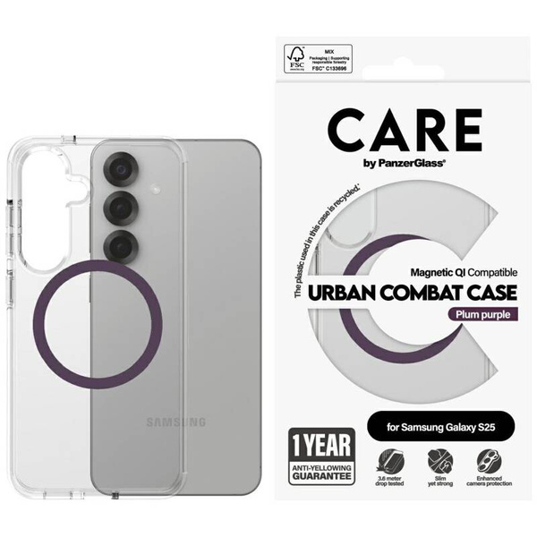 ETUI DO SAMSUNG S25 CARE BY PANZERGLASS FLAGSHIP URBAN COMBAT PURPLE QI